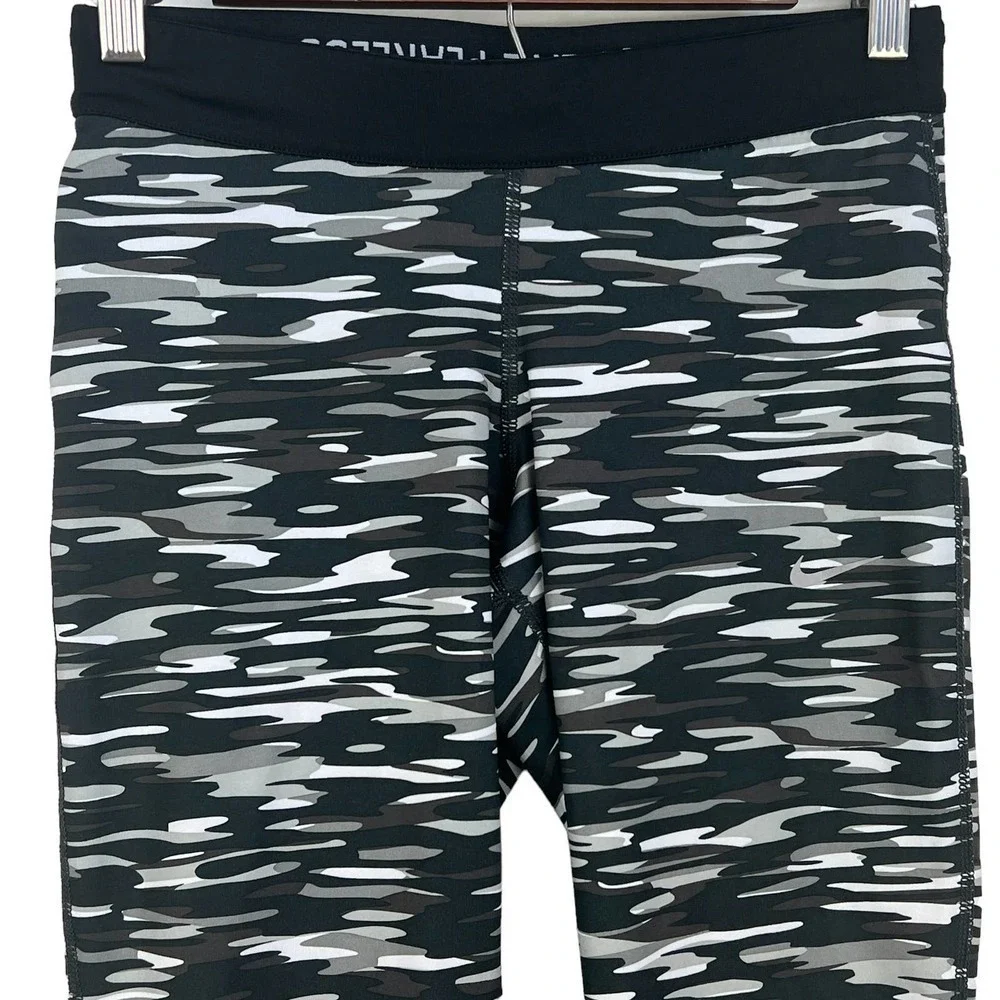Nike Dri-FIT Running Camo Crop Leggings Black Gray White Women's Small